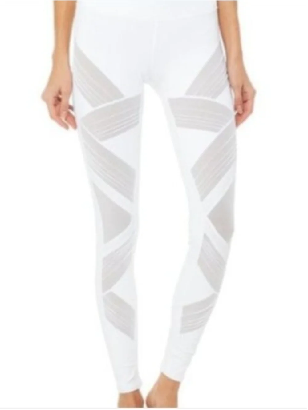 Alo Yoga High Waisted Mesh Moto Ultimate Leggings White S Sculpting Athletic